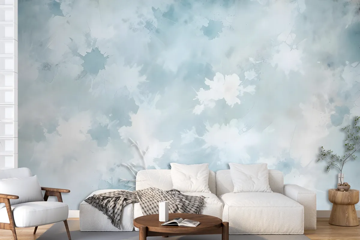 Soft Turquoise Brush Wallpaper Mural