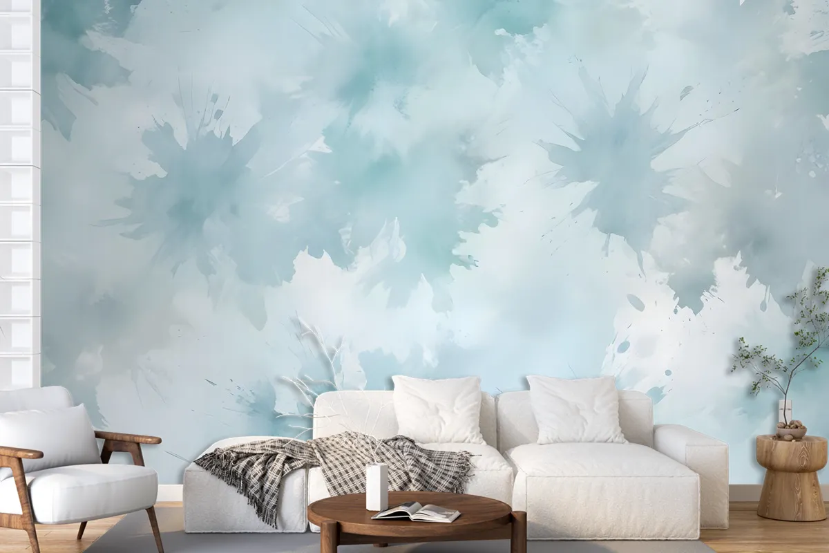 Soft Turquoise Brush Wallpaper Mural