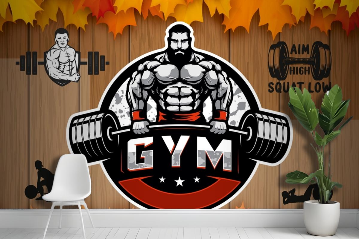 Sonbahar Temalı Gym Halter Spor Salonu Duvar Kağıdı