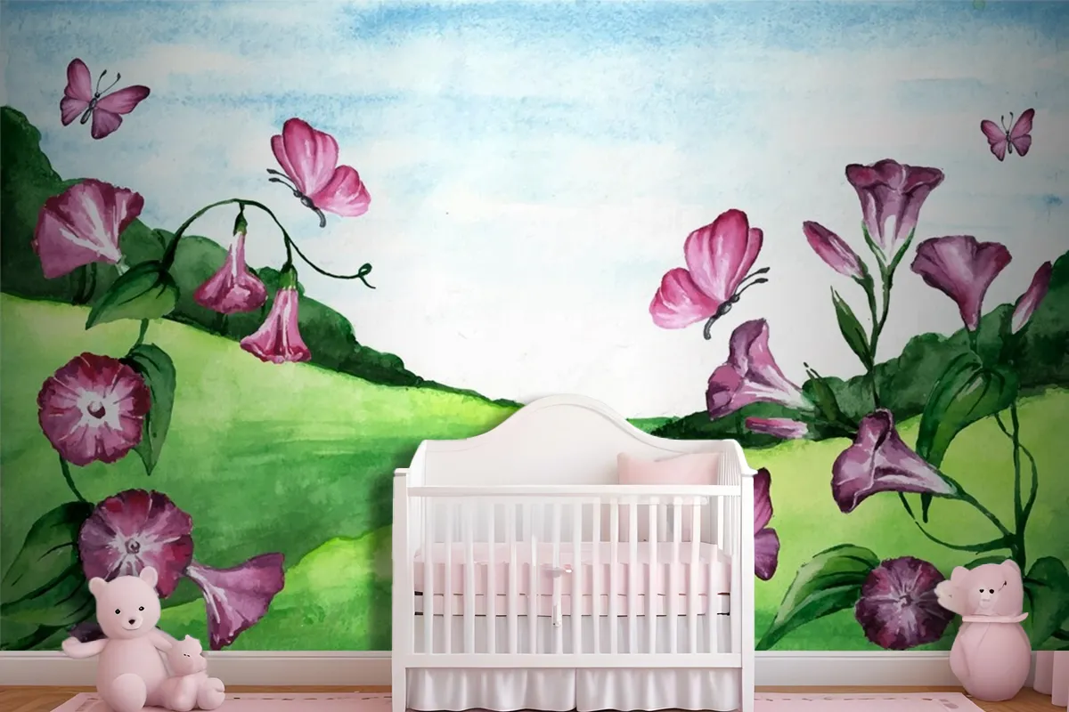 Spring Landscape Girl Wallpaper Mural