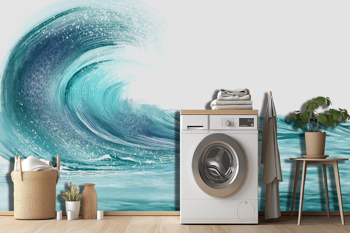 Stylish Ocean Sea Blue Wave Background Wallpaper Mural