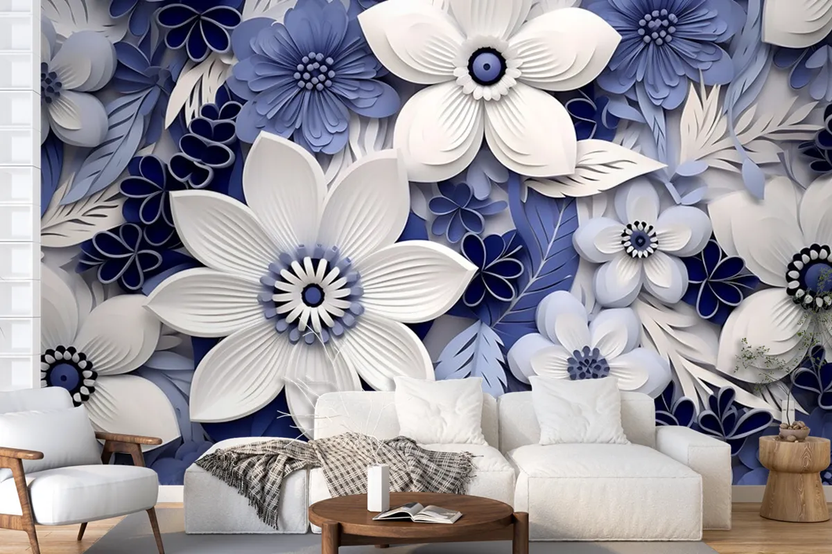 Top View Beautiful Flowers Arrangement Wallpaper Mural