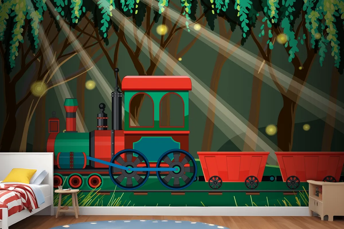 Train With Natural Scene Wallpaper Mural