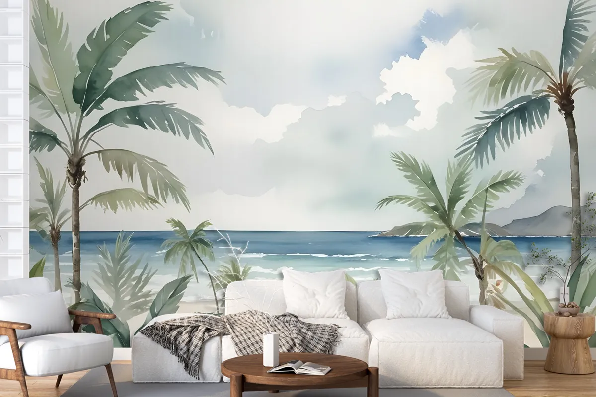 Tropical Beach View Wallpaper Mural