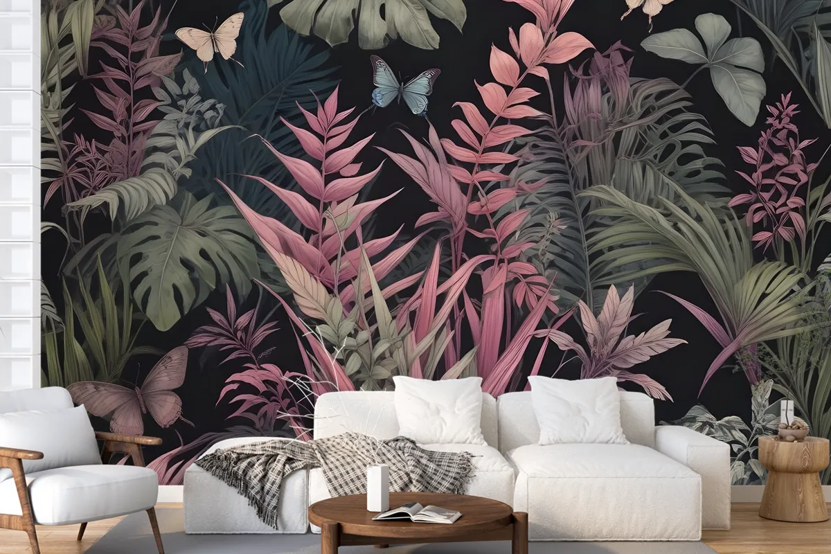 Tropical Butterflies Wallpaper Mural