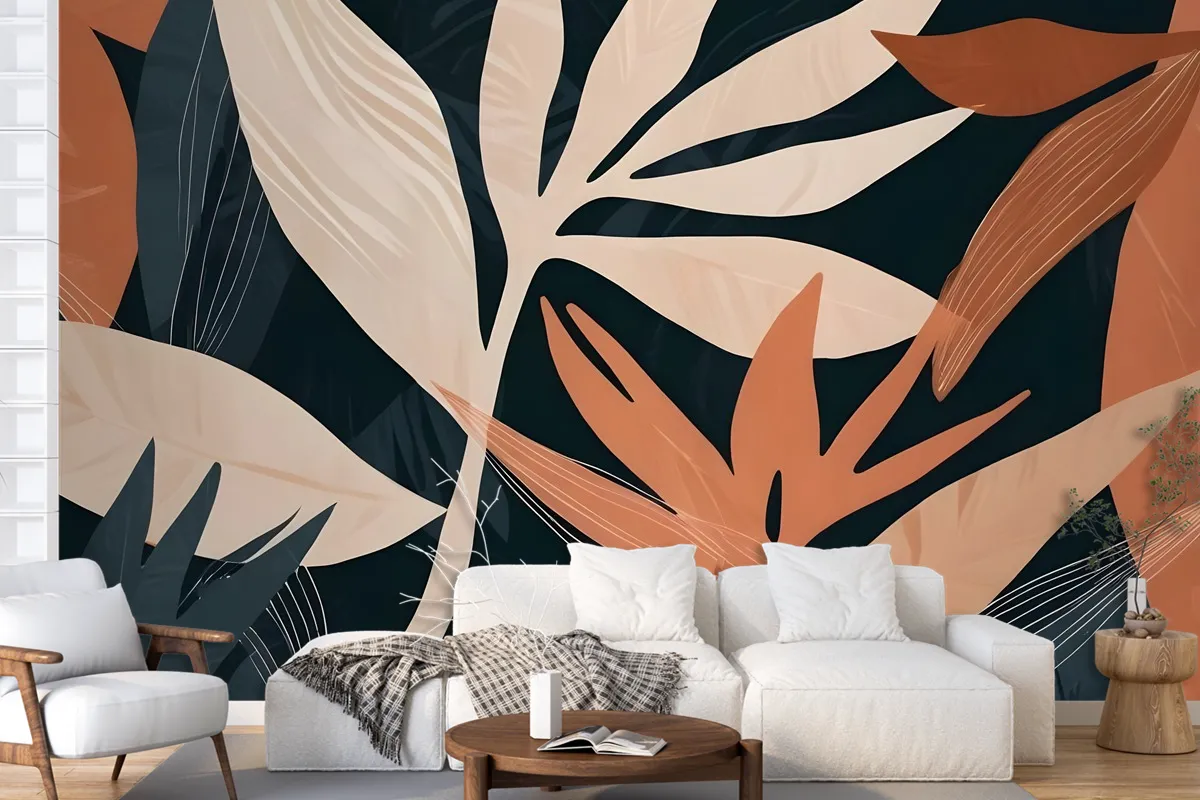 Tropical Foliage Leaves Art Wallpaper Mural