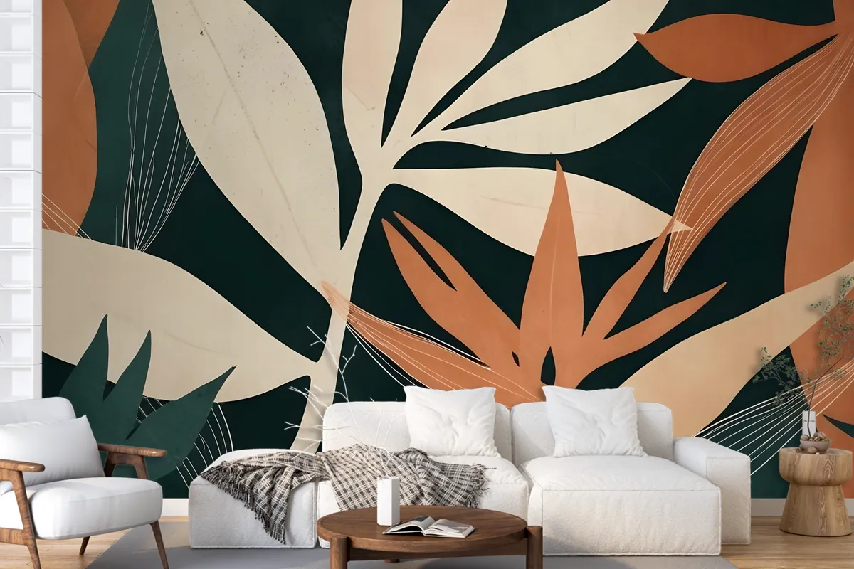 Tropical Foliage Leaves Art Wallpaper Mural