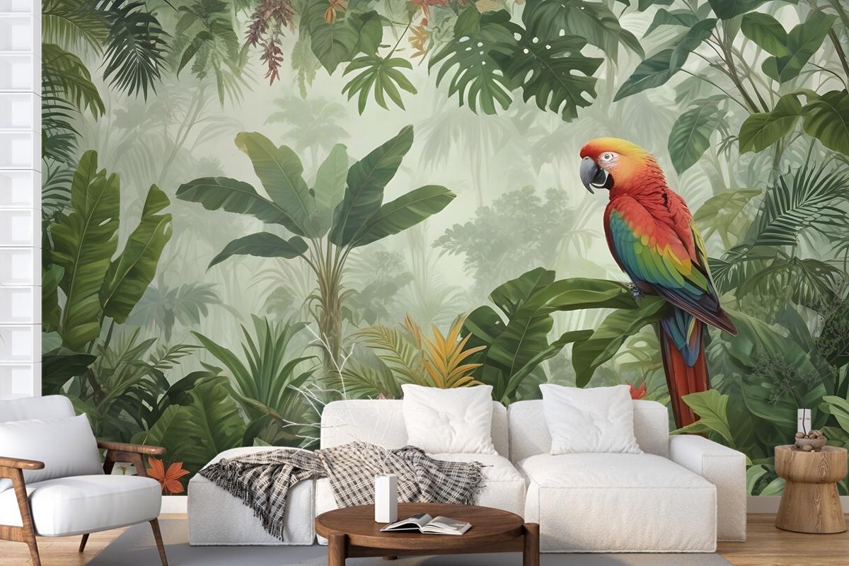 Tropical Jungle Plants Wallpaper Mural