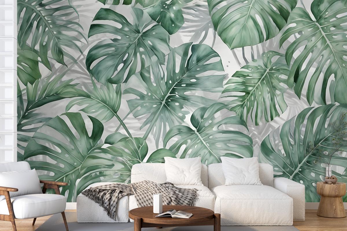 Tropical Leaf Pattern Wallpaper Mural