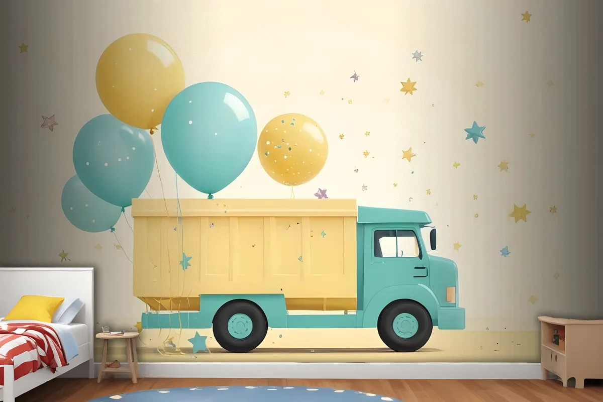 Truck Ballon Kids Wallpaper Mural