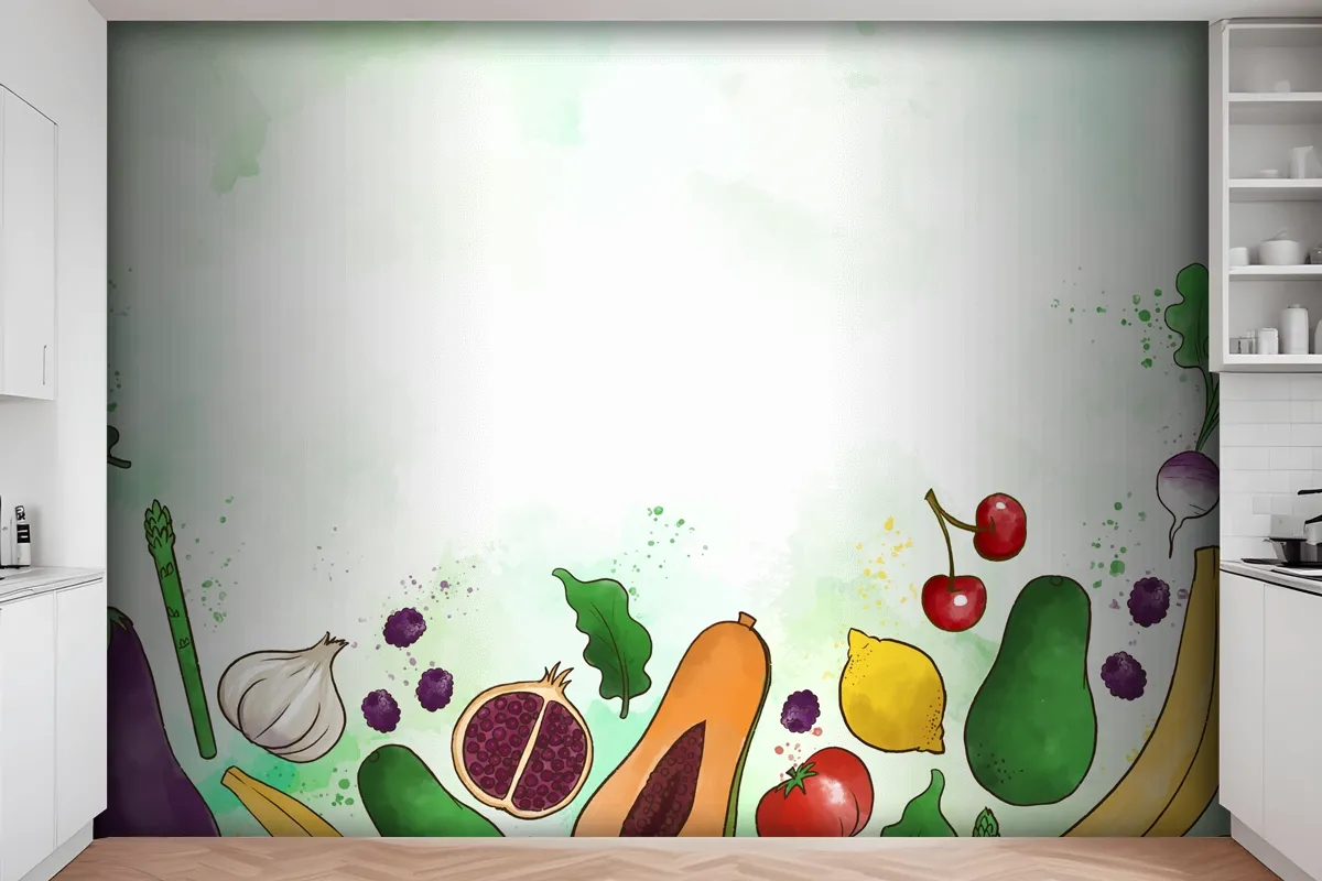 Vegetables And Fruit Wallpaper Mural