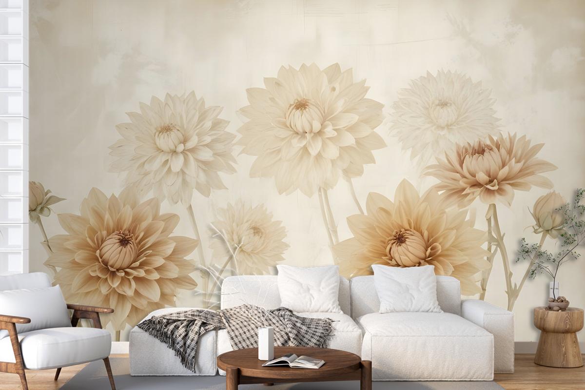 Vintage Dahlia Flower Wallpaper Mural