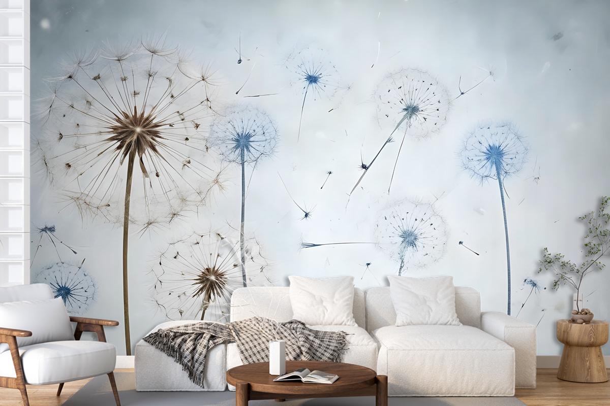 Vintage Dandelion Floral Wallpaper Mural