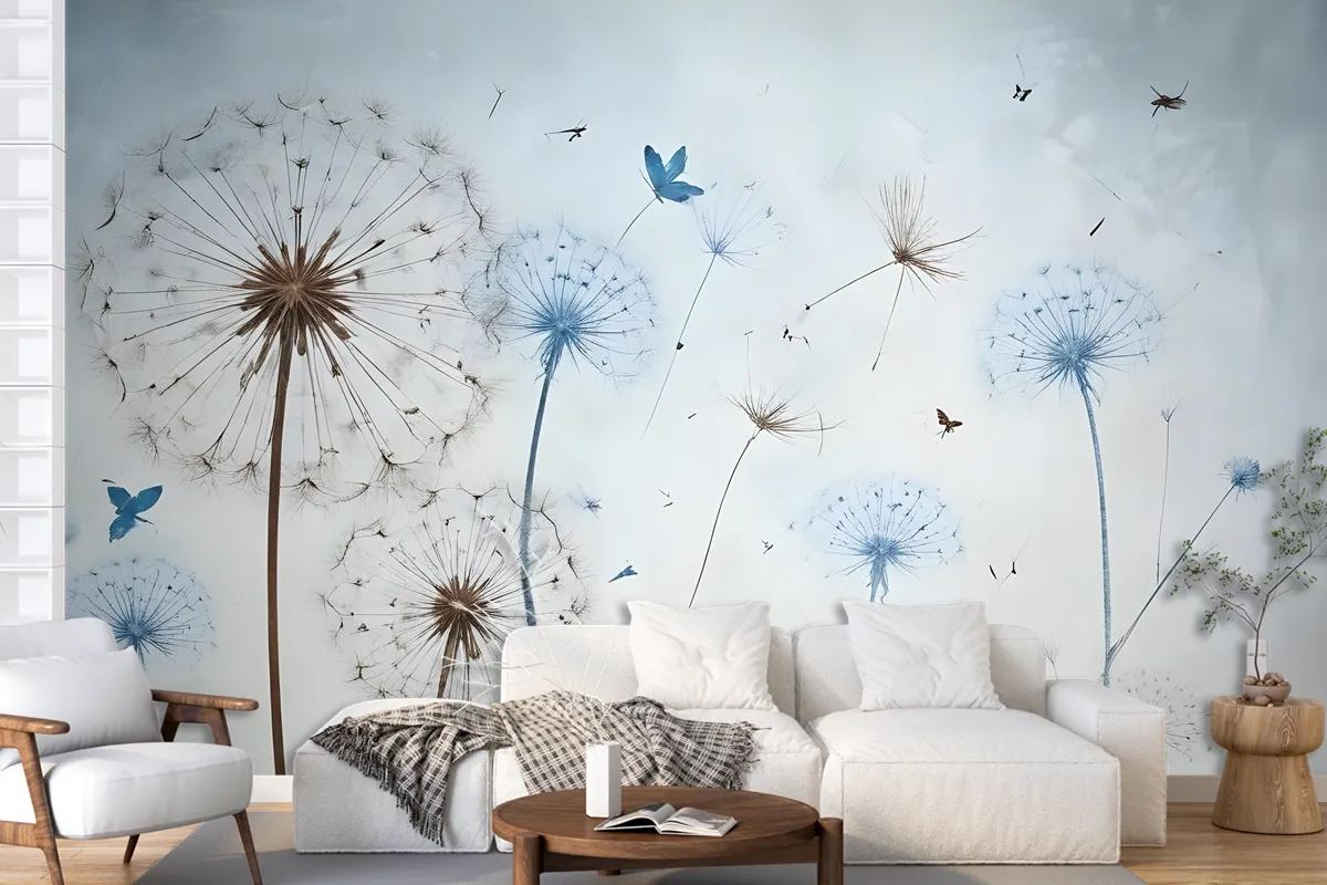 Vintage Dandelion Floral Wallpaper Mural