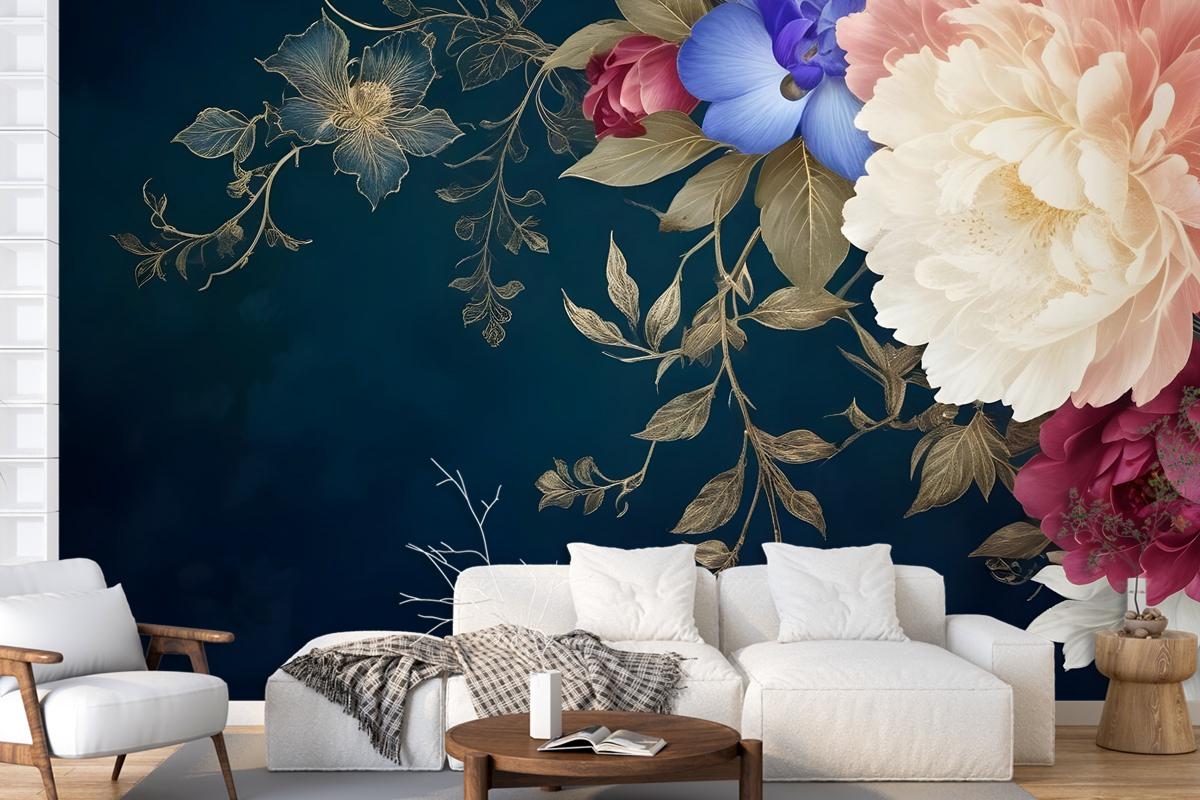 Vintage Floral Art Wallpaper Mural