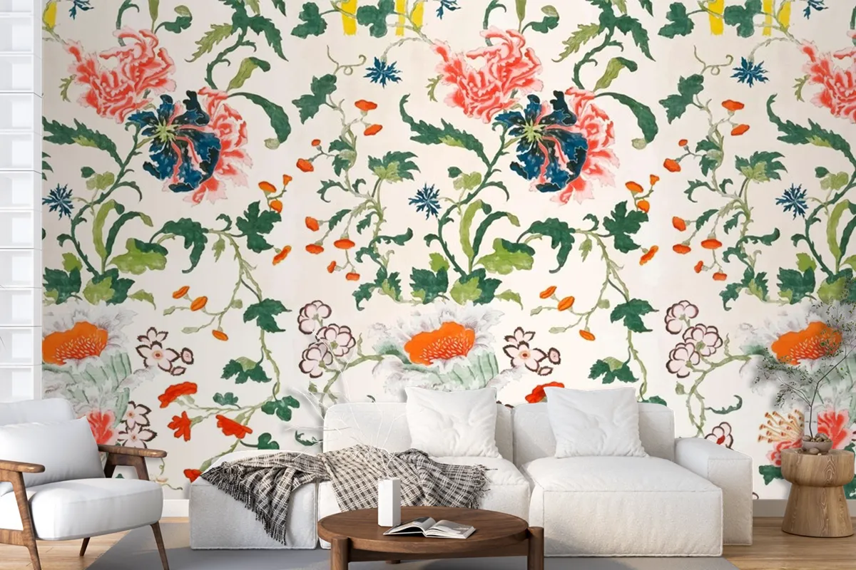 Vintage Floral Pattern Wallpaper Mural