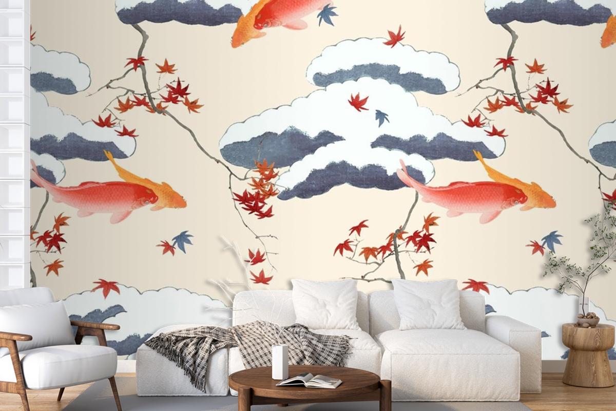 Vintage Japanese Seamless Pattern Wallpaper Mural