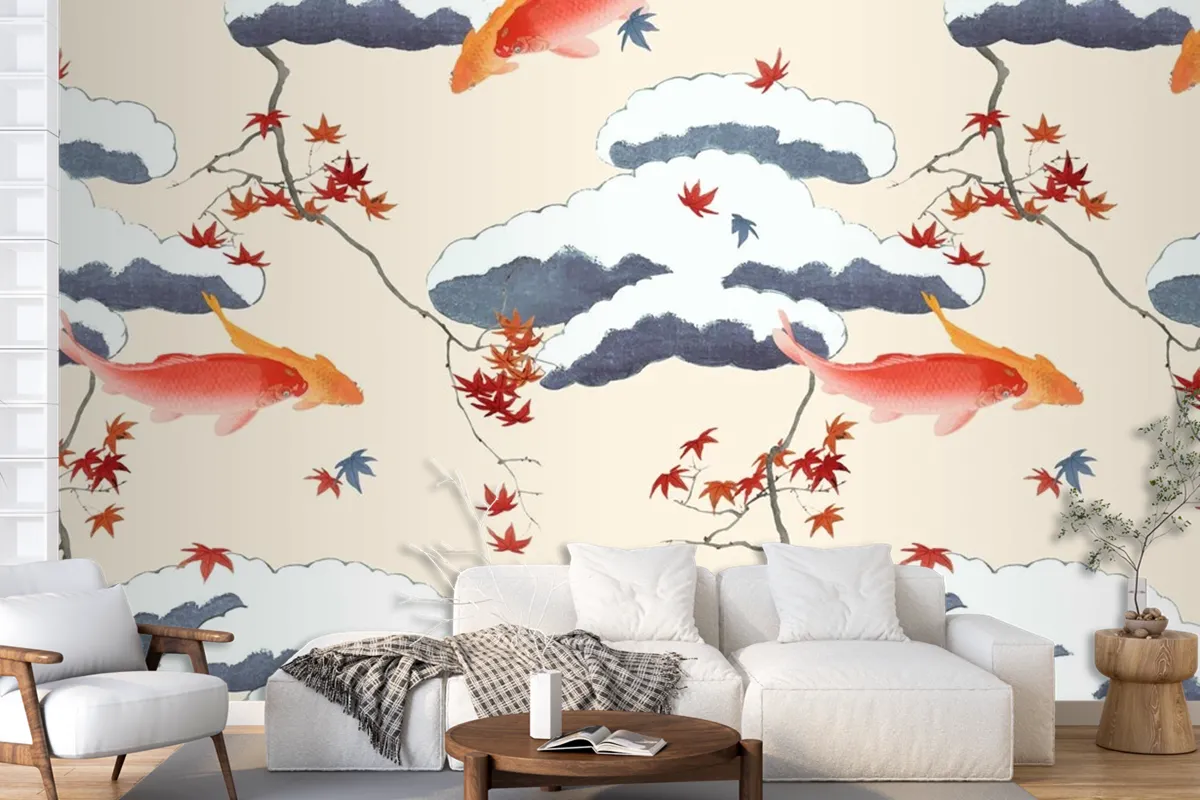 Vintage Japanese Seamless Pattern Wallpaper Mural