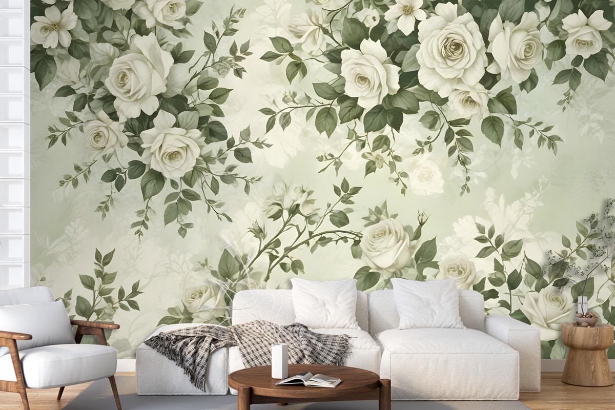 Vintage Rose Flower Wallpaper Mural