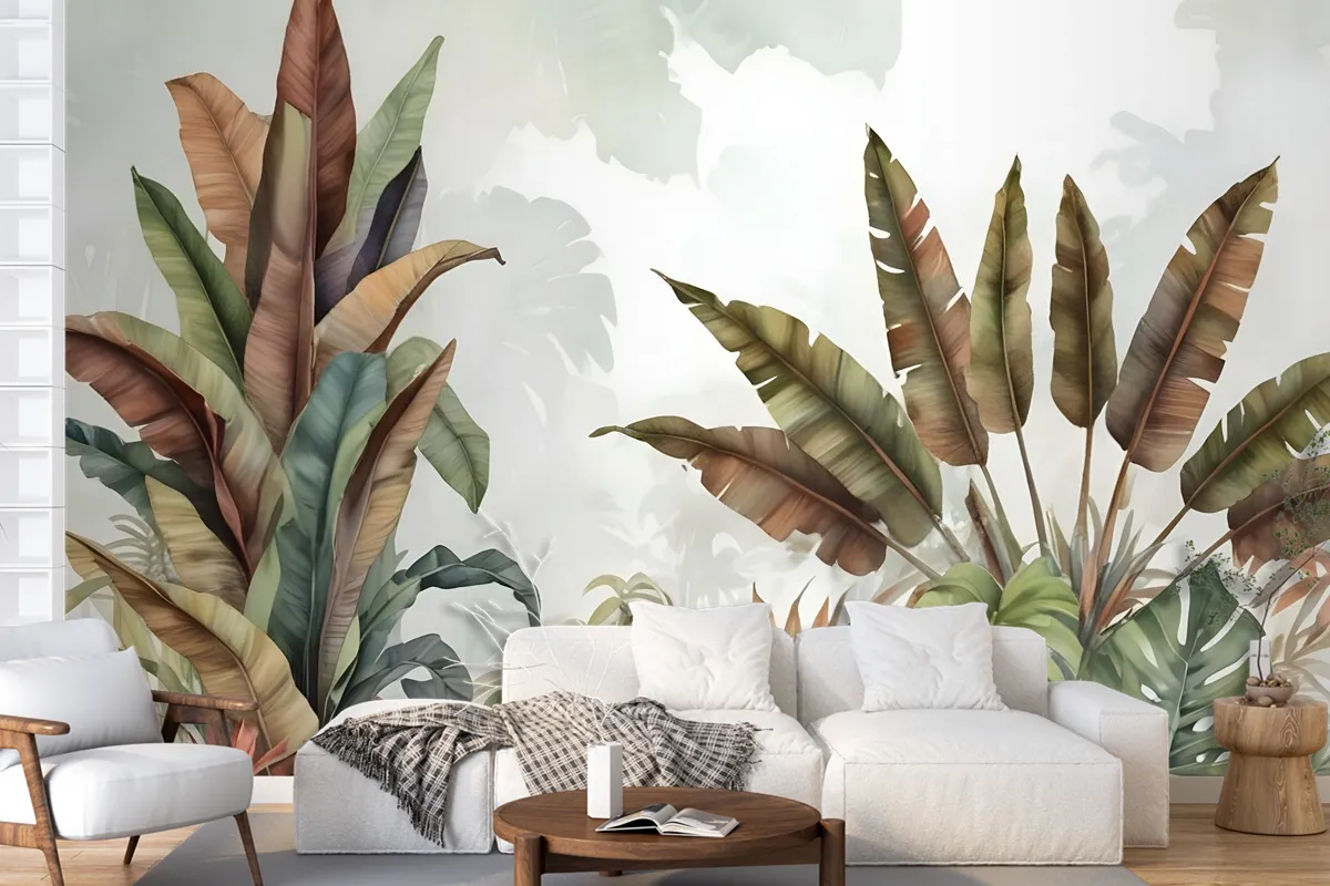 Vintage Tropical Leaf Wallpaper Mural