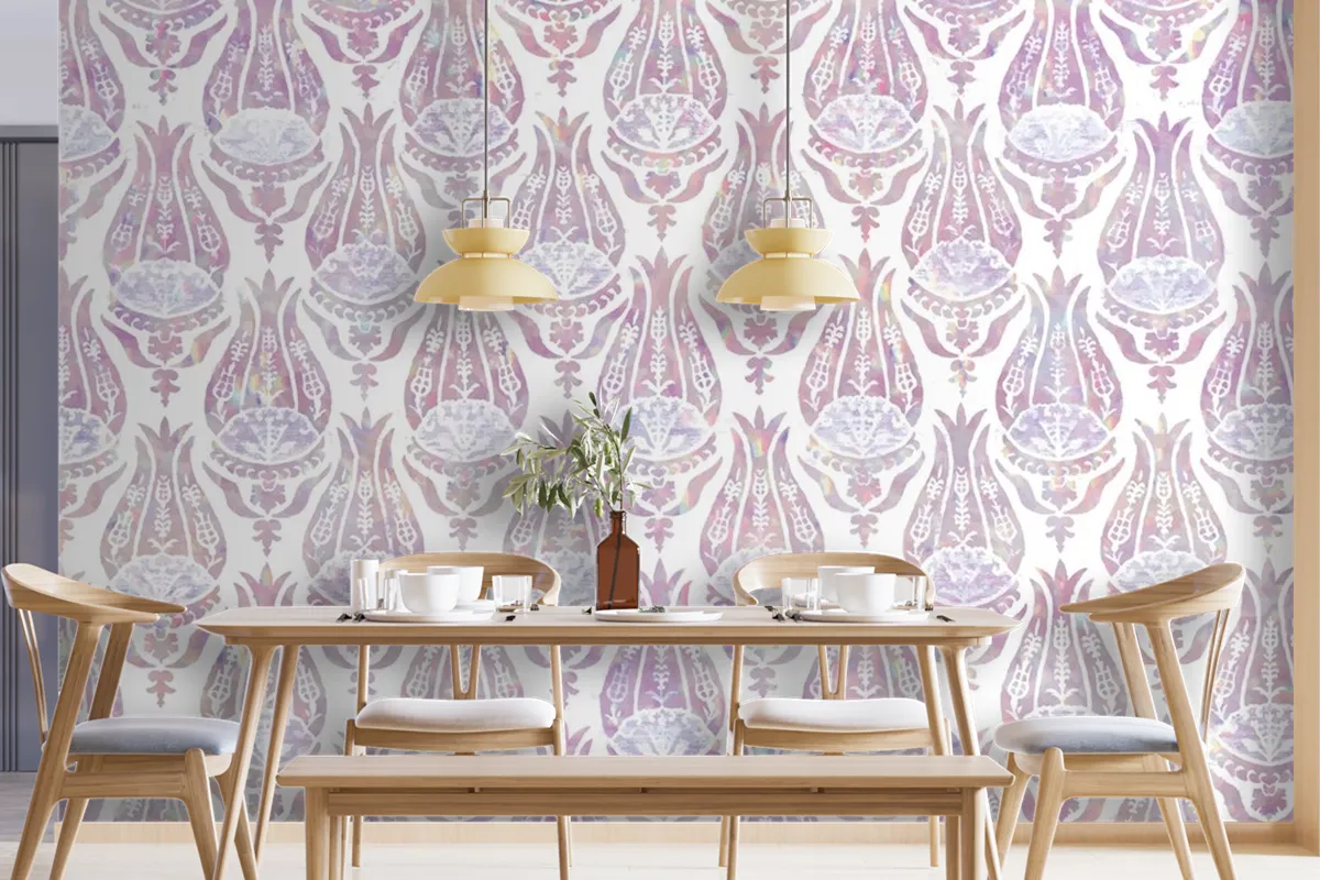 Vintage Tulip Holographic Pattern Wallpaper Mural