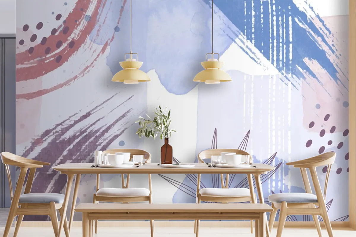 Watercolor Abstract Background With Leaves Wallpaper Mural