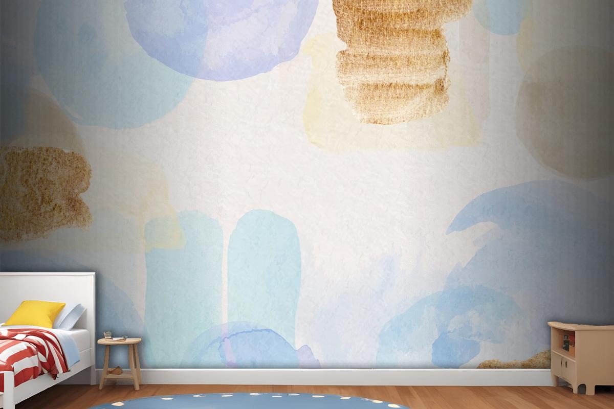 Watercolor Abstract Background With Painted Stains Wallpaper Mural