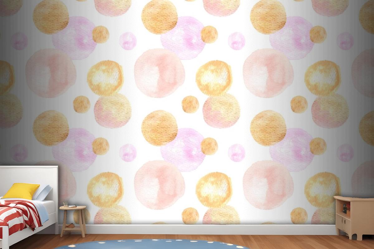 Watercolor Abstract Circular Spots Seamless Pattern Wallpaper Mural