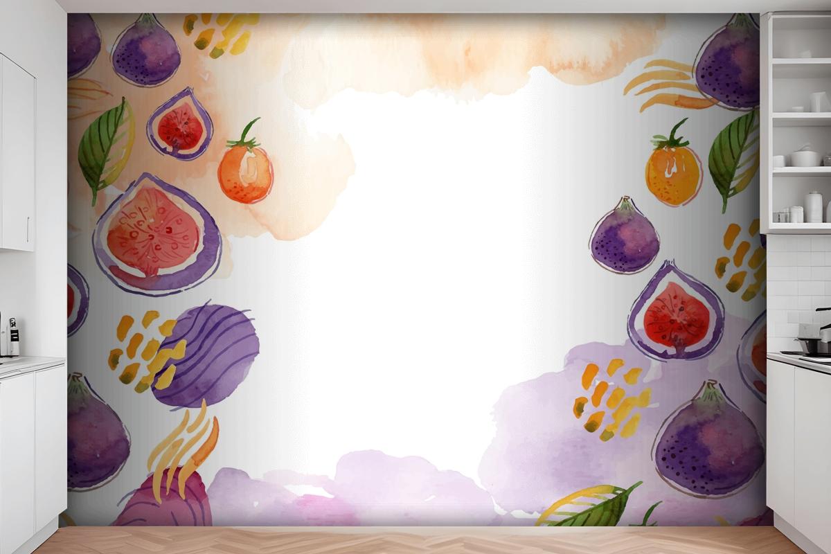 Watercolor Abstract Doodle Wallpaper Mural