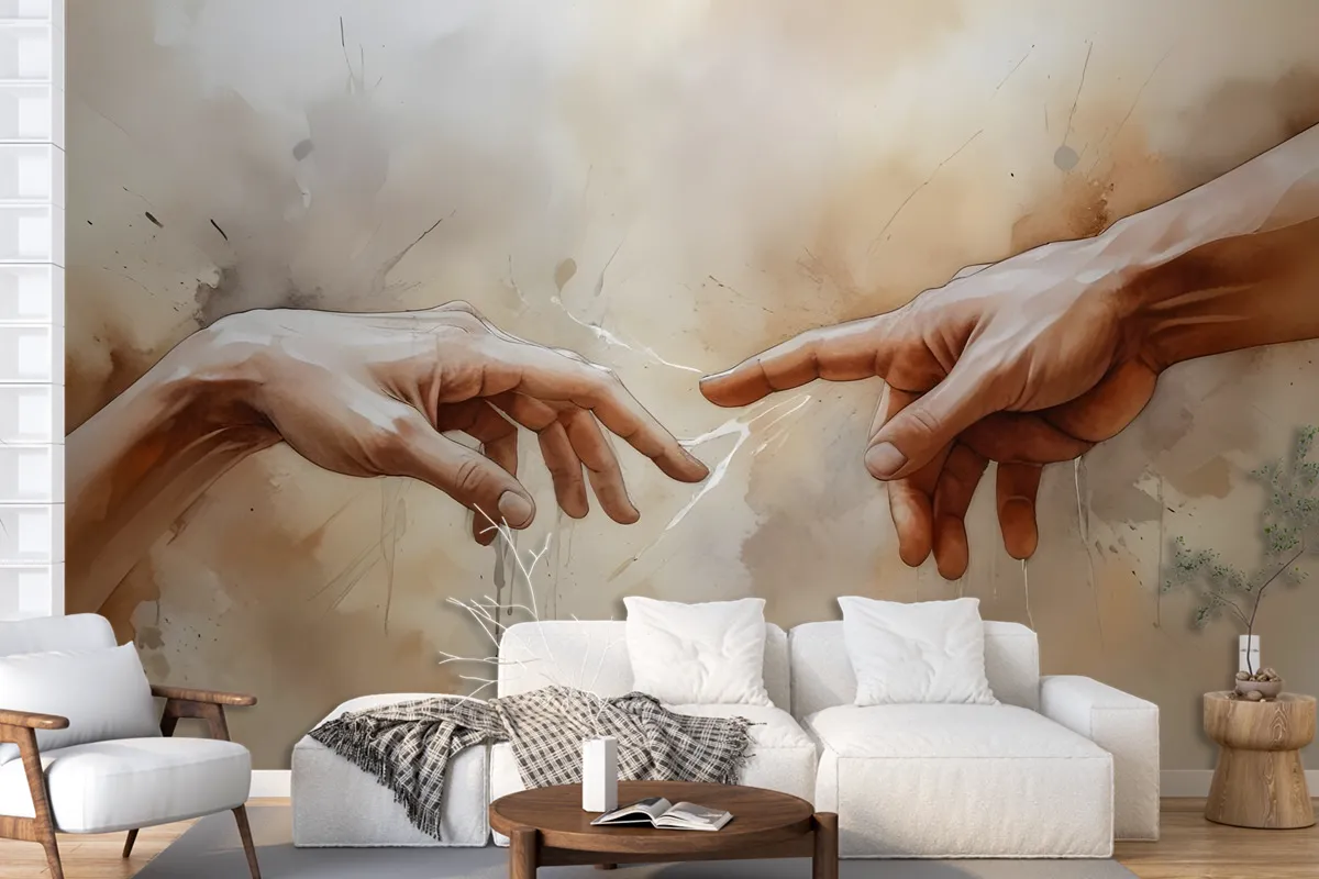 Watercolor Abstract Hands Wallpaper Mural