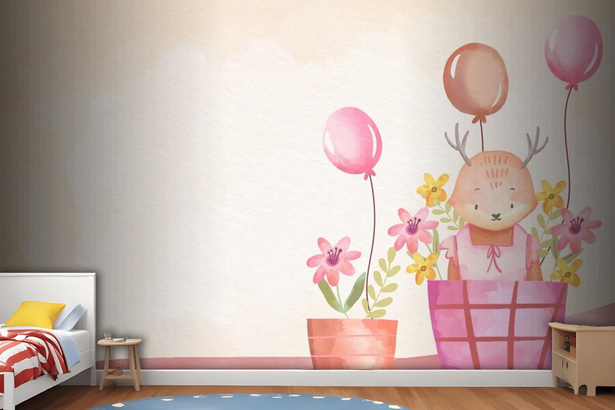 Watercolor Baby Girl Background Girl Wallpaper Mural