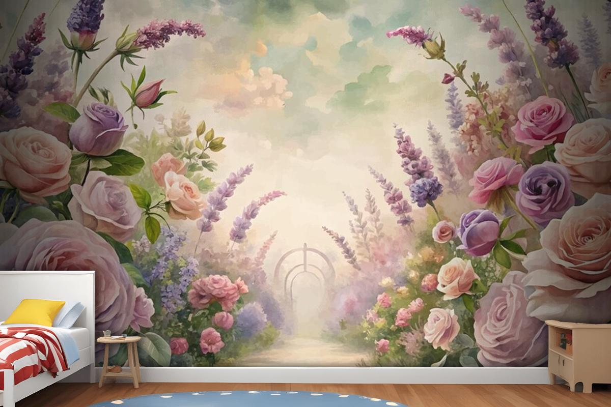 Watercolor Background Inspired By Garden Wallpaper Mural