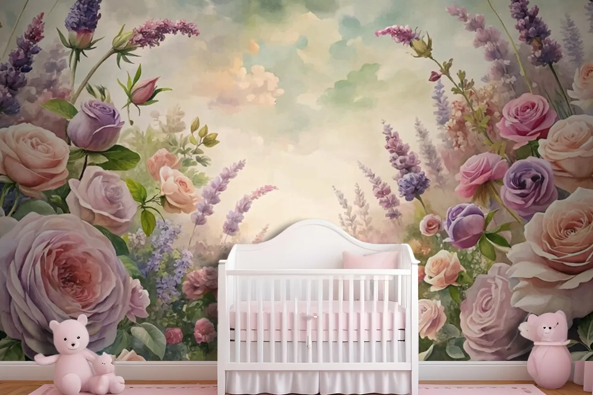 Watercolor Background Inspired By Garden Wallpaper Mural