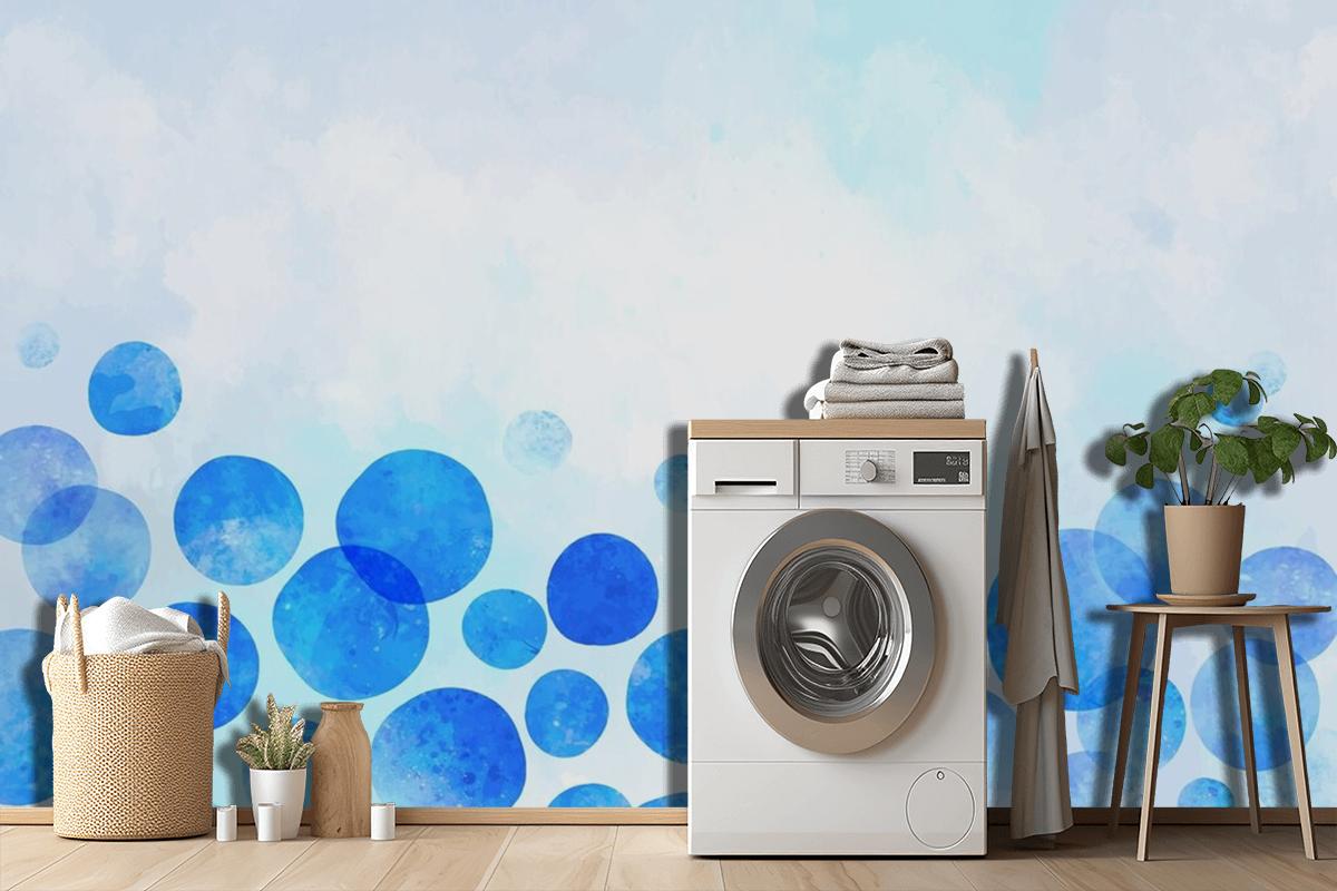 Watercolor Blue Dots Background Wallpaper Mural