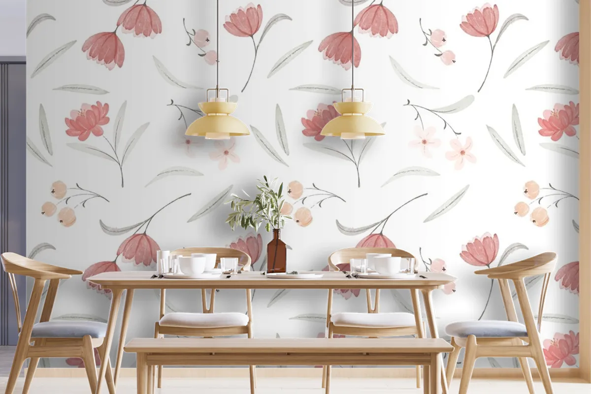 Watercolor Boho Pattern Design Wallpaper Mural