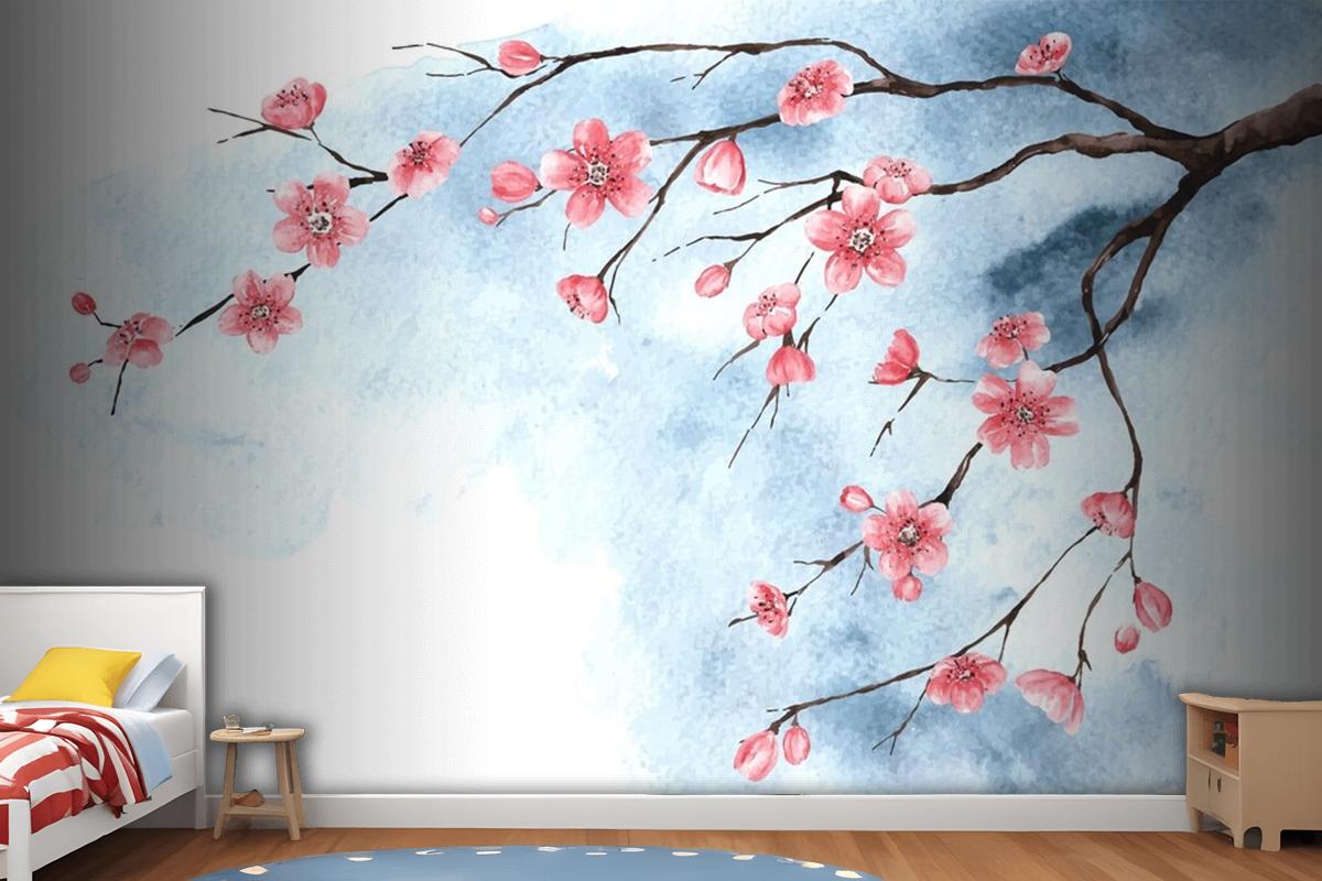 Watercolor Cherry Blossom Wallpaper Mural