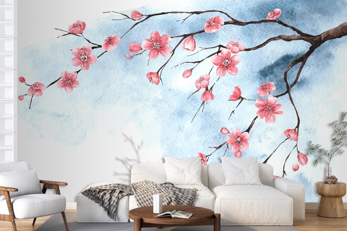 Watercolor Cherry Blossom Wallpaper Mural