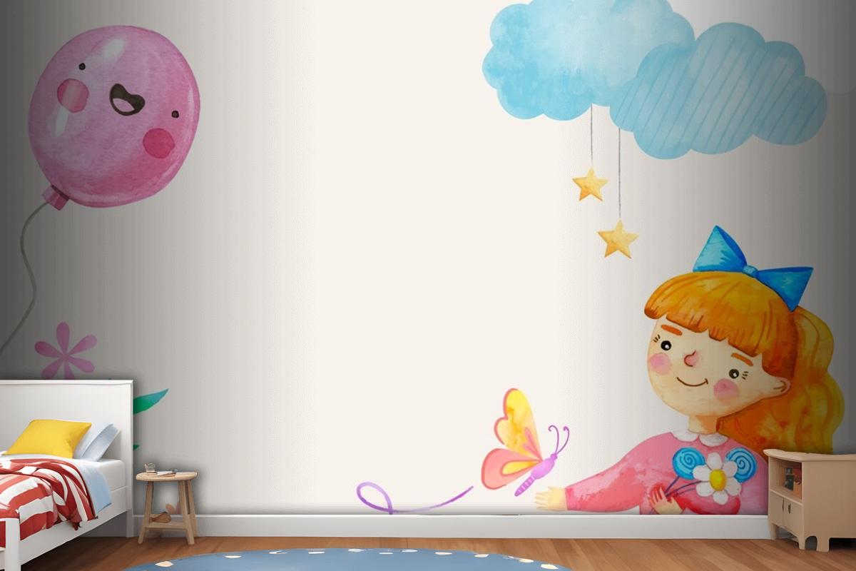 Watercolor Children'S Day In Spanish Background Wallpaper Mural