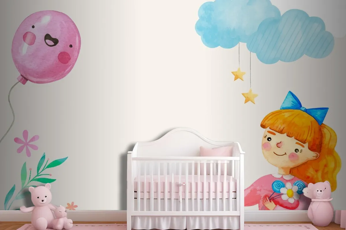 Watercolor Children'S Day In Spanish Background Wallpaper Mural