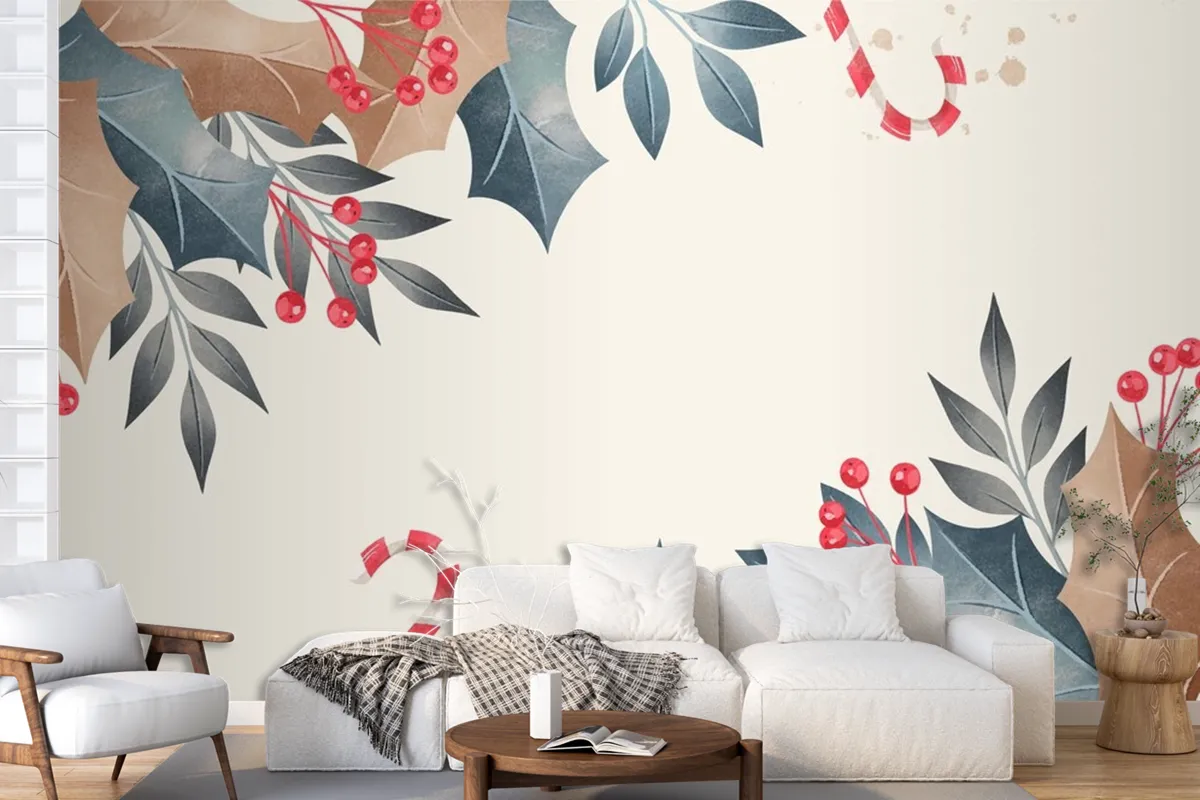 Watercolor Christmas Background Wallpaper Mural