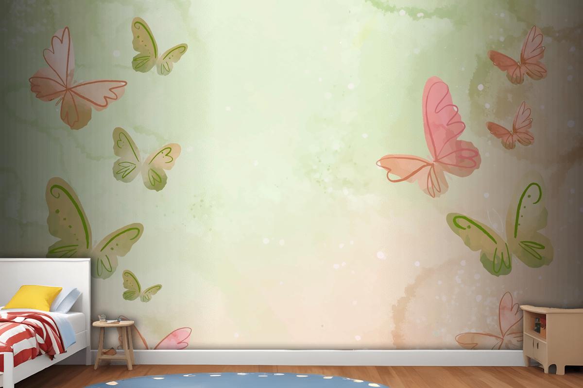 Watercolor Colorful Butterfly Background Wallpaper Mural