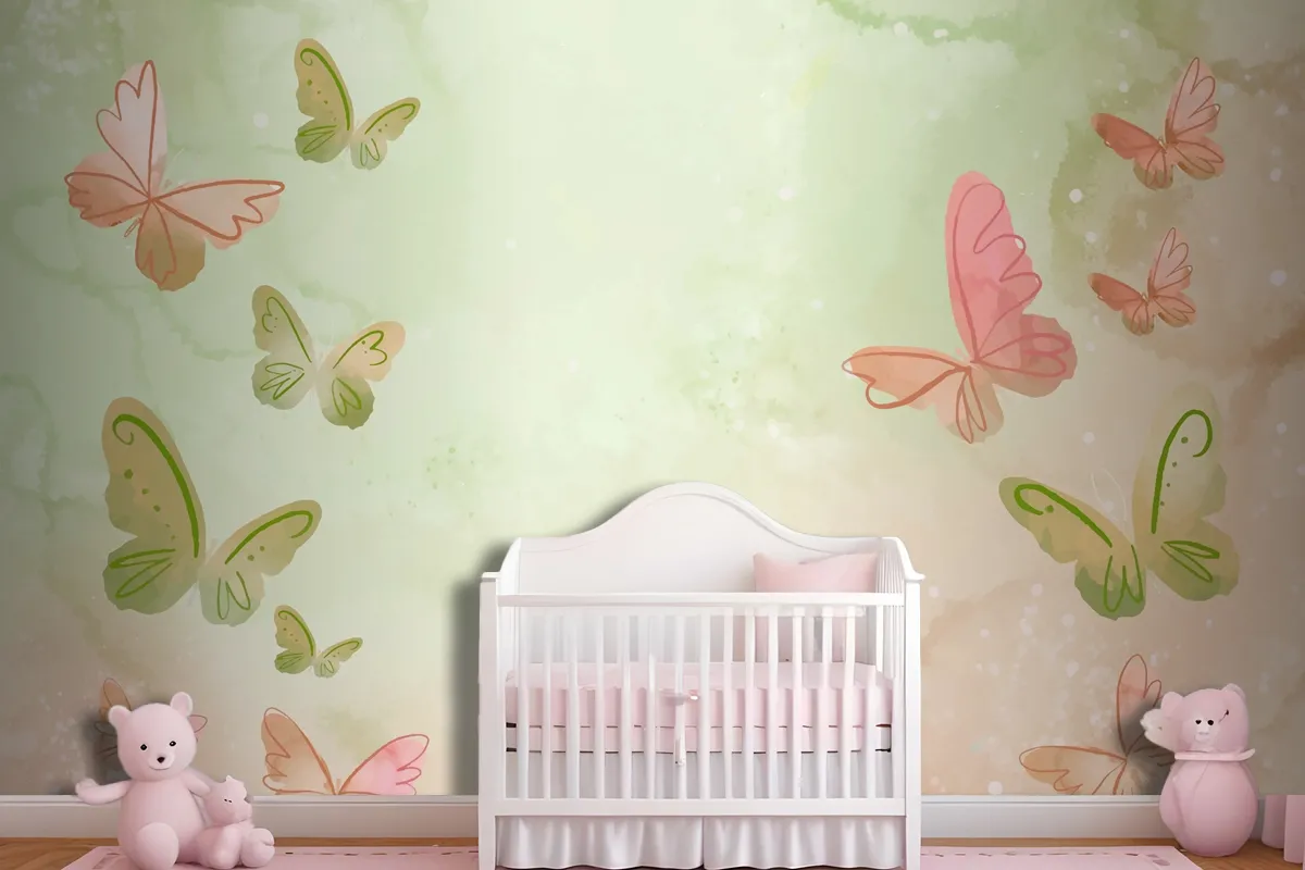 Watercolor Colorful Butterfly Background Wallpaper Mural