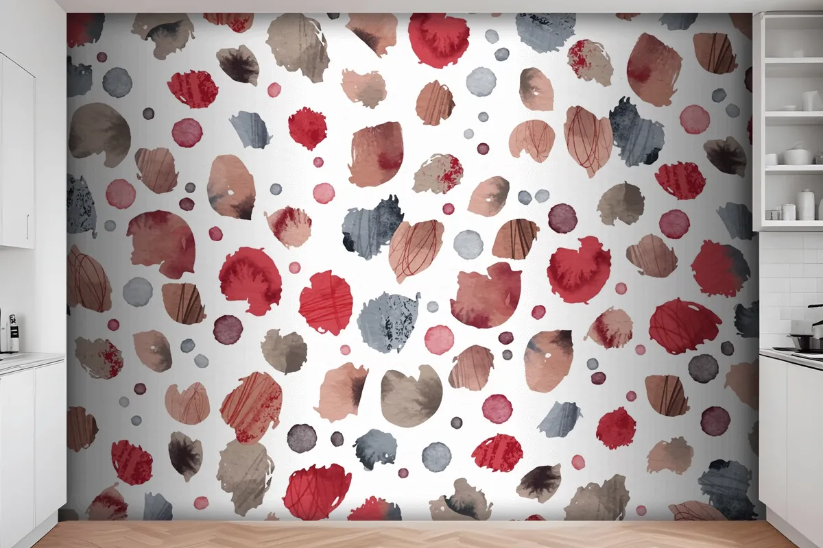 Watercolor Dotty Pattern Kitchen Wallpaper Mural