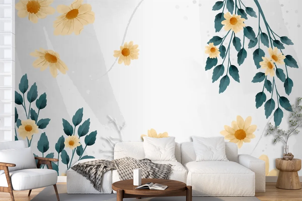 Watercolor Floral Background Design Wallpaper Mural