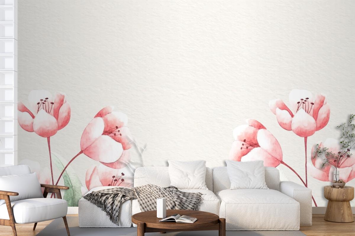 Watercolor Floral Background With Soft Colors Wallpaper Mural