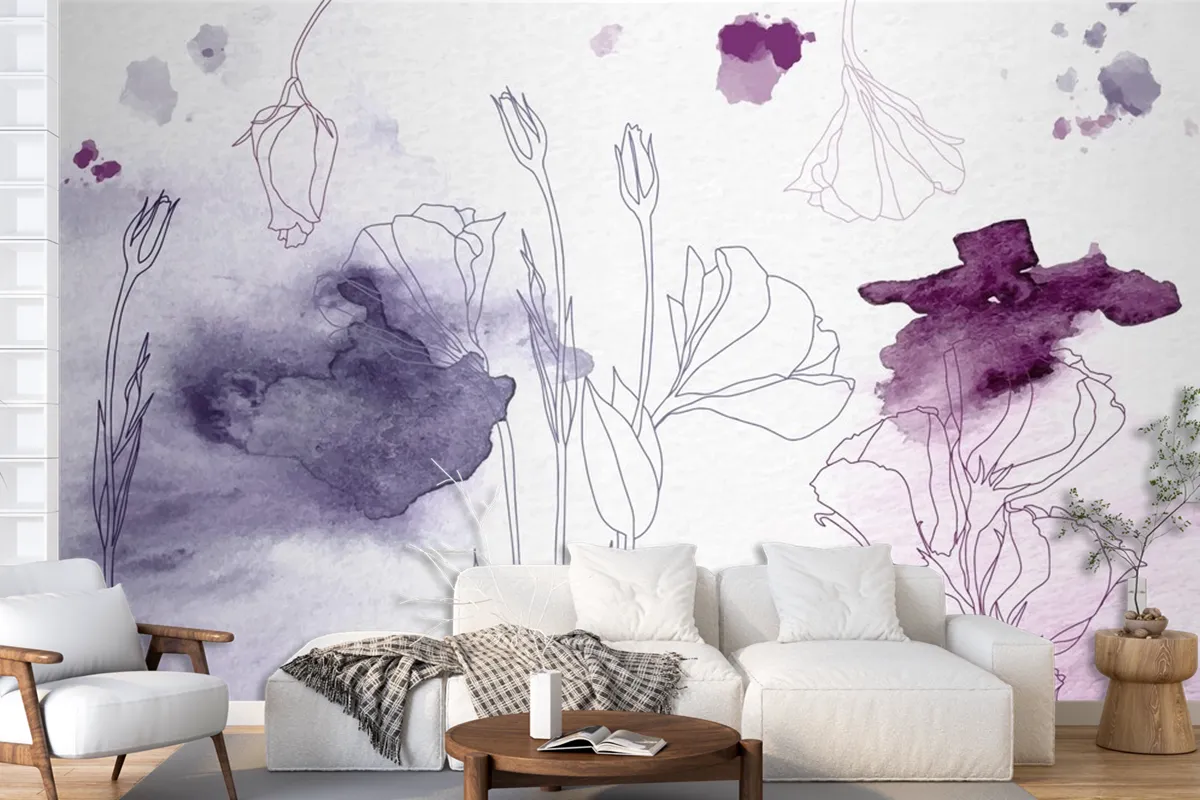 Watercolor Floral Background Wallpaper Mural