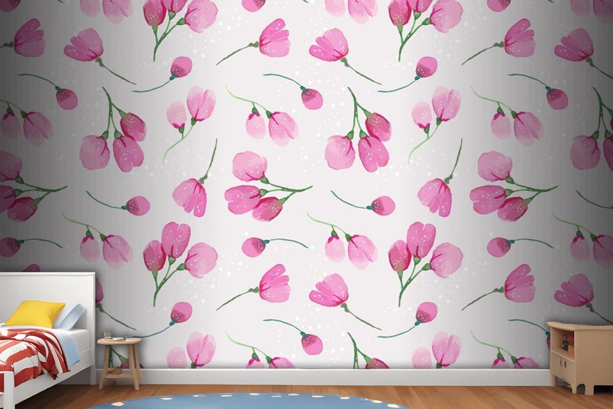 Watercolor Floral Pattern Design Wallpaper Mural