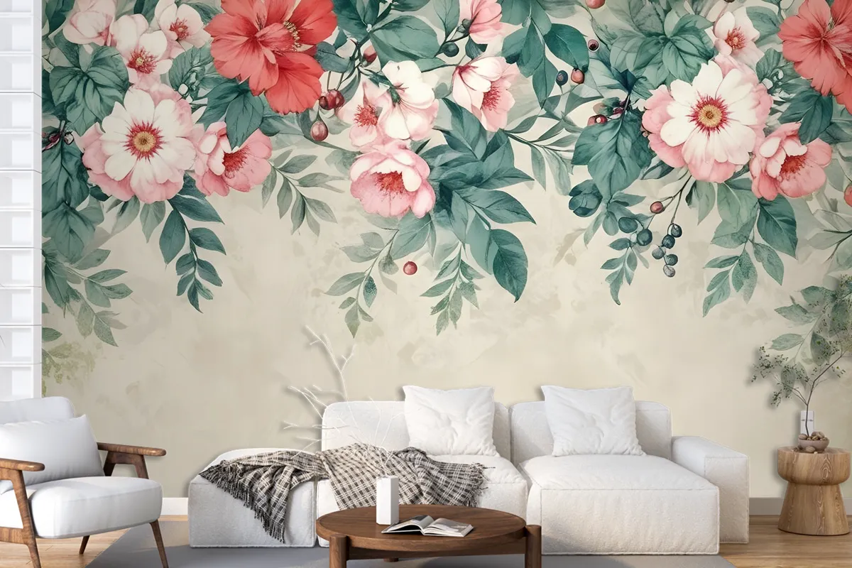 Watercolor Floral Wallpaper Mural