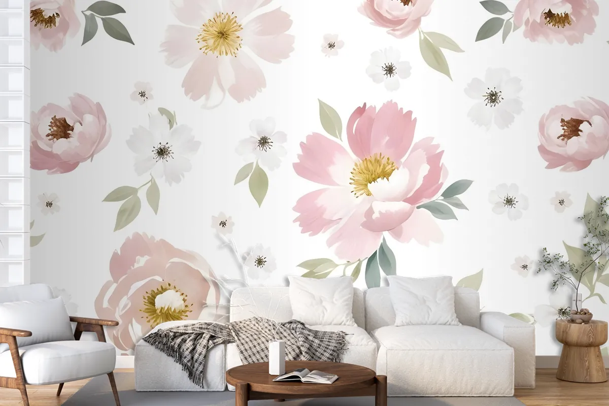 Watercolor Floral Wallpaper Mural