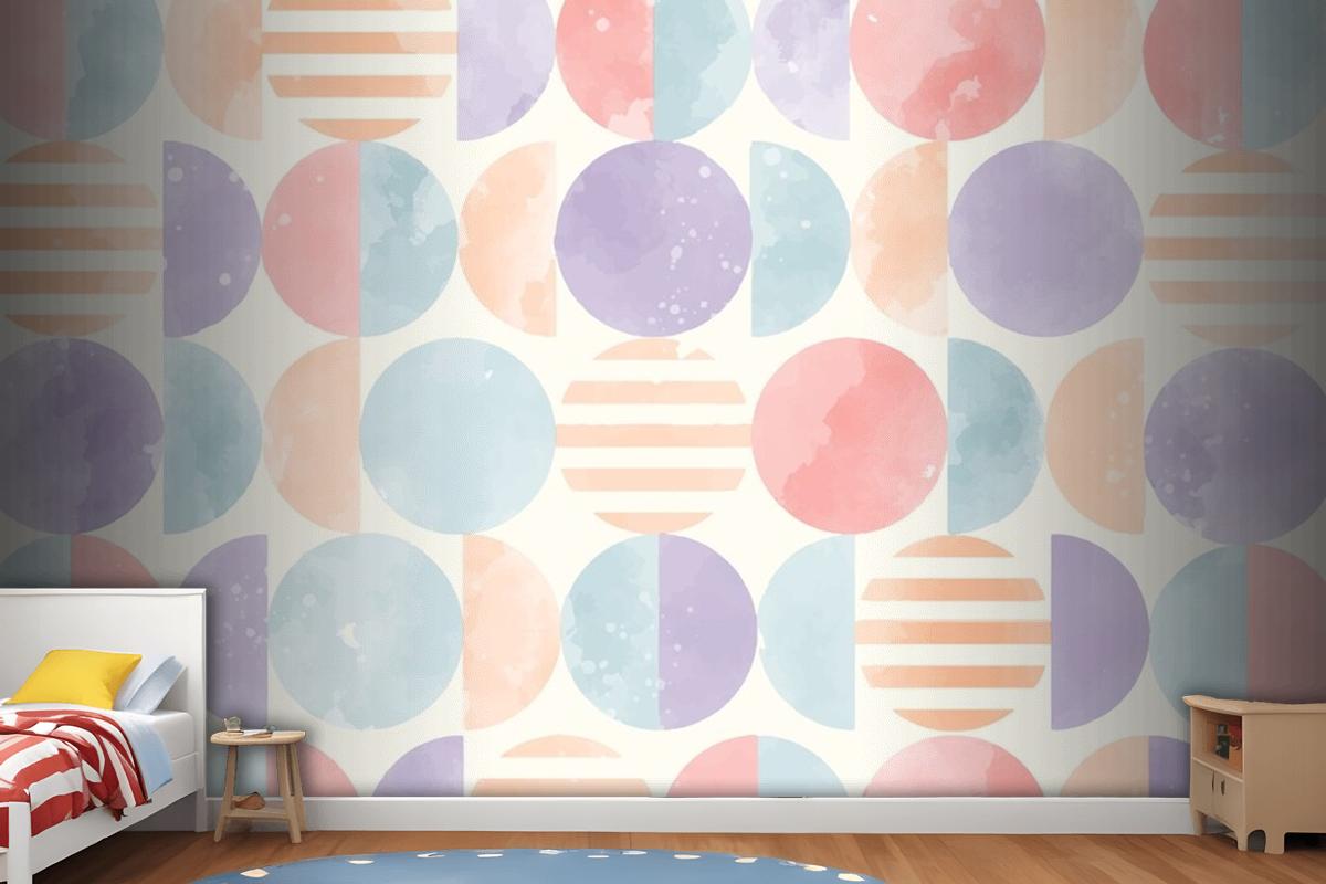 Watercolor Geometric Background Girl Wallpaper Mural